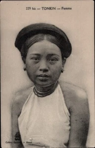 c.1910 Lovely Female Portrait, HANOI Tonkin Vietnam; Back described, Near Mint - Bild 1 von 2