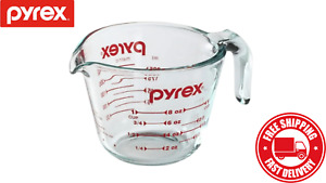 1-Cup Glass Measuring Cup, Pyrex Cup, 8 oz, Handle Red Lettering, FREE SHIPPING