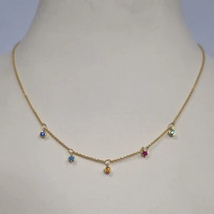 Thomas Sabo Yellow Gold Multicolour Drops Necklace 45cm - Picture 1 of 3
