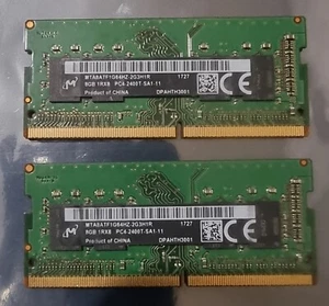 Micron 16GB 2X8GB MTA8ATF1G64HZ-2G3H1R DDR4 1Rx8 PC4-2400T Laptop Memory Ram - Picture 1 of 1