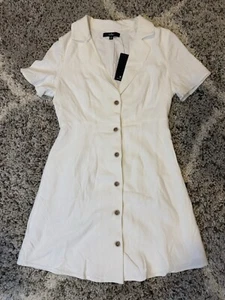 Lulus Women’s Collared Button-Up Mini Dress Size S White - Picture 1 of 8