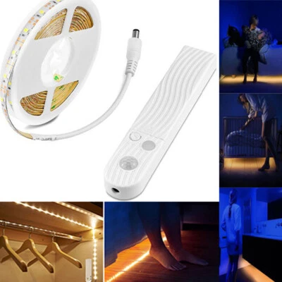 PIR Motion Sensor LED Strip Light battery Kitchen Under Cabinet Stair Wardrobe - Image 1 of 4