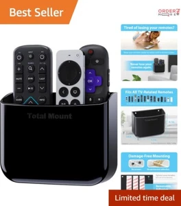 Remote Holder Adhesive Wall Mount Easy Install for 2-3 Remotes Black - Picture 1 of 11