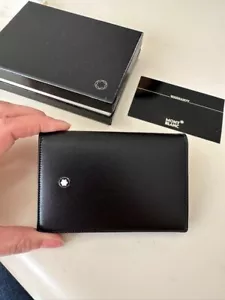 Funda con soporte para tarjetas de visita Montblanc Audi Limited cuero negro con caja NUEVA - Imagen 1 de 4