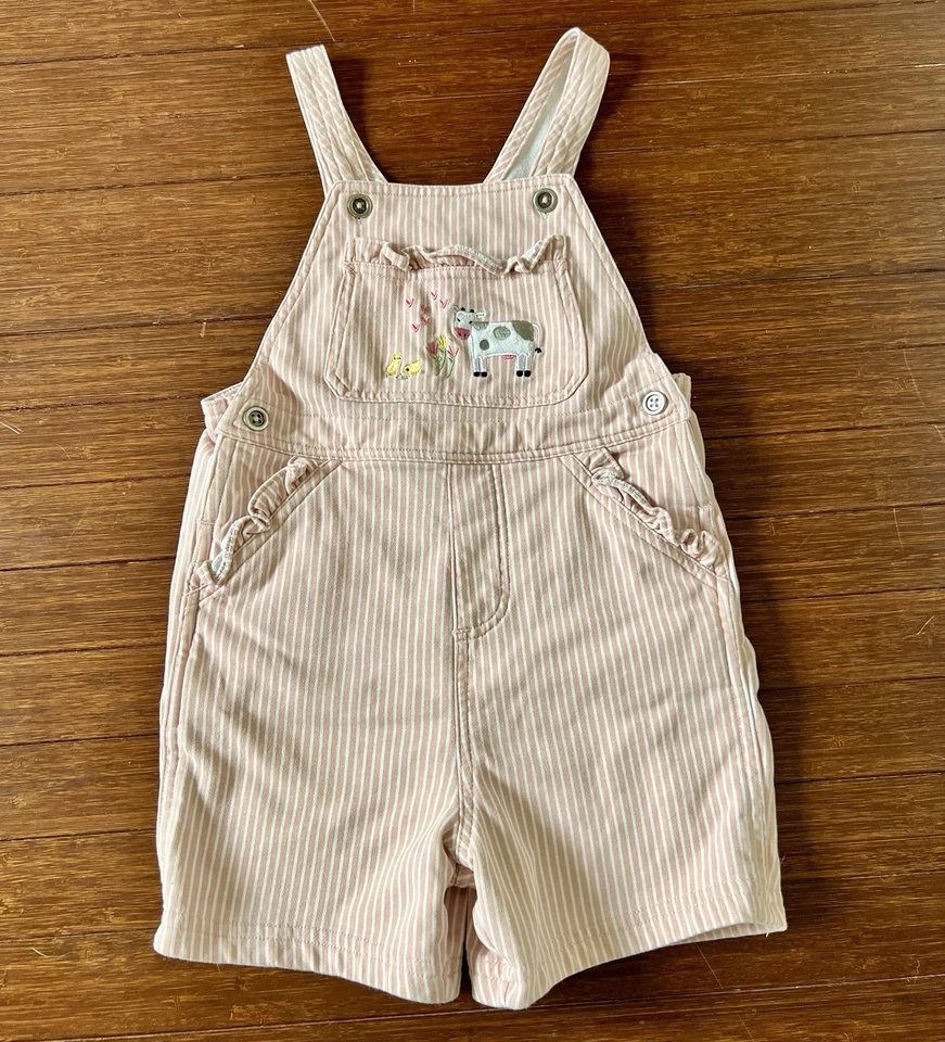 John Deere ребенка ясельного возраста розовый оборки полоски хлопок общий короткий размер 4T коровы цыплята - Изображение 1 из 4