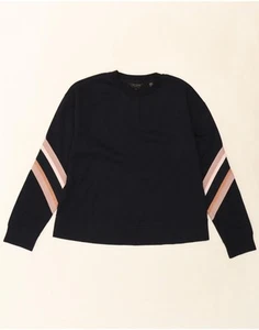 TED BAKER Womens Sweatshirt Jumper Size 2 Small Black Striped Cotton AT08 - Picture 1 of 3