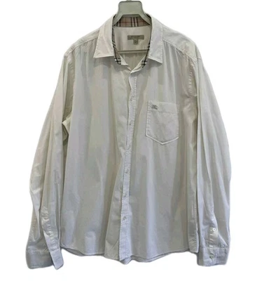 Burberry London Men’s White Check Collar Long Sleeve Shirt Size L #C12 - Image 1 of 4