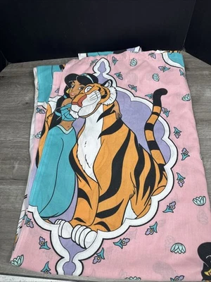 Sábana bajera plana vintage Princess Jasmine & Rajah solo doble Aladdin años 90 Foto 1 de 4