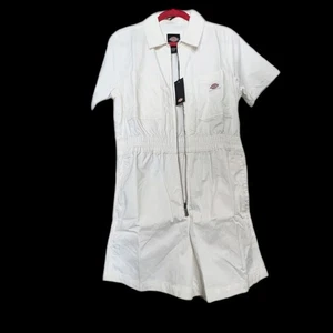 Dickies Womans Vale Short Coveralls Romper Utility Overalls White Workwear  NWT - Picture 1 of 7