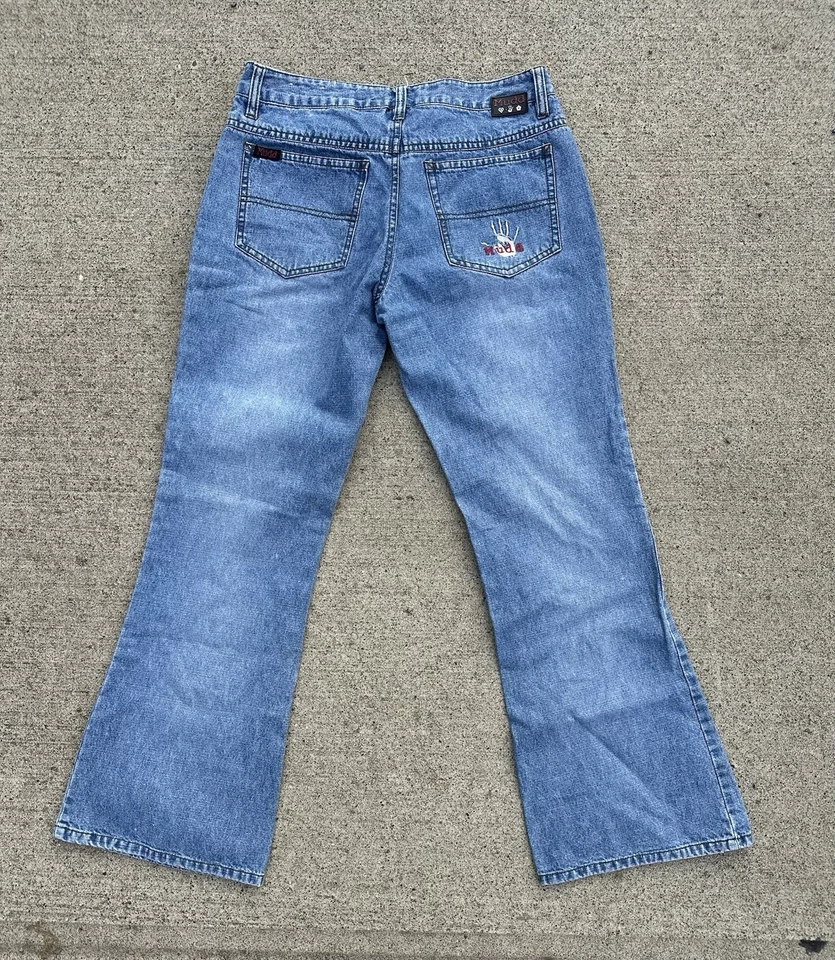 Pantalones de mezclilla vintage años 90 Y2K MUDD recortados talla 9 EE. UU. 30" cintura capri pantalones elásticos  Foto 1 de 4