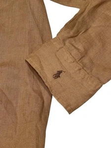 Polo Ralph Lauren Men’s Large Brown Oversized Fit Linen Long Sleeve Shirt Preppy - Picture 1 of 10