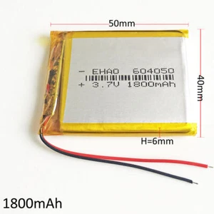 Batteria ricaricabile polimerica LiPo 3,7 V 1800 mAh 604050 per fotocamera DVD GPS PAD - Foto 1 di 5