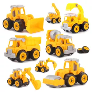 4 Pcs Assembly of Engineering Car Toys Vehicles Truck Model Baby Child - Picture 1 of 12