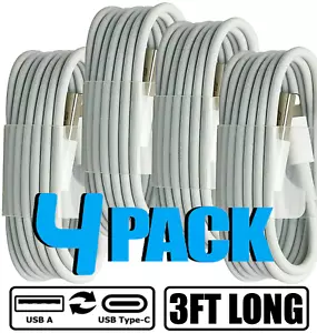 Paquete de 4 cables de carga rápida tipo C para Galaxy A06 A14 A15 A16 A25 A35 - Picture 1 of 10