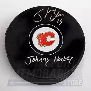 Johnny Gaudreau Calgary Flames Signed Autographed Johnny Hockey Inscribed Puck - Picture 1 of 1