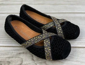 Bernie Mev Women's Point Ballet Flats Black Basket Weave Leather Size 5 - 5.5 - Picture 1 of 9