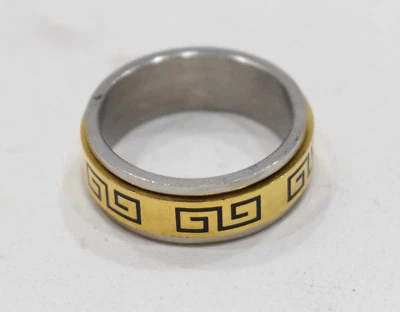 Ring Stainless Steel Brass Etched Spinner Band Ring - Image 1 of 3