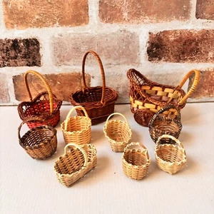 10 Pcs Vintage Handmade Miniature Straw Baskets Size On Pictures E1-860 - Picture 1 of 12