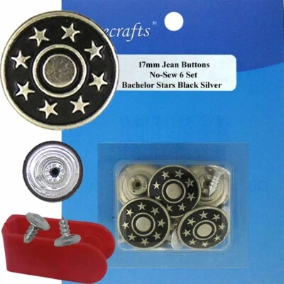 17 mm No-Sew Replacement Jean Tack Buttons (AD3CA)  6 CT. w/Tool - Image 1 of 3