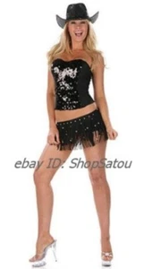 NWT Women's Very Sexy Halloween Rodeo Cowgirl Complete Costume BLACK Size MEDIUM - Picture 1 of 1