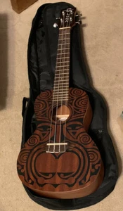 Luna UKE TRIBAL CONCERT Ukulele, Natural W/Gigbag UKE TRIBAL CONCERT PC - Picture 1 of 10