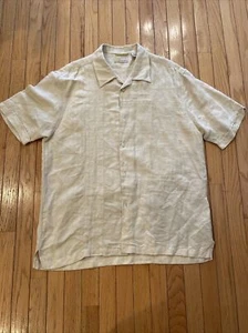 Cubavera Embroidered Tan Beige Button Down Shirt Men’s Size Large - Picture 1 of 5