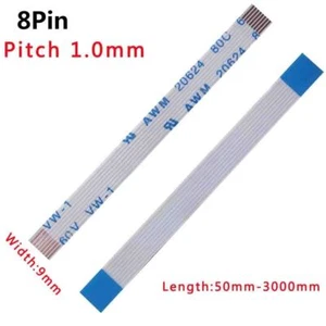 Pitch 1.0mm 8-Pin 8P FFC/FPC Flexible Flat Cable 80C 60V VW-1 50mm-3000mm W: 9mm - Picture 1 of 6