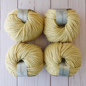 SMC Silk Wool Yarn ~ Lot of 4 ~ 7108 Yellow ~ Braided ~ Aran weight - Picture 1 of 4