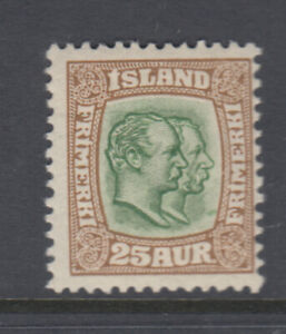Iceland Sc 80 Two Kings 25 Aur Bister Brown & Green FIne Mint Never Hinged