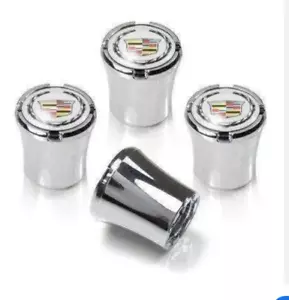 Set Tire Valve Stem Cap Wheel Rim Air Dust Covers Metal For Cadillac Chrome - Picture 1 of 1