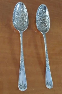 Vintage Pair of Sterling Silver Berry Spoons - Picture 1 of 12