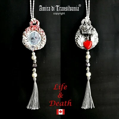 Winged Heart Amulet Pendant Charm Skull Crown Religion Spiritual Jewels Pentacle - Image 1 of 4