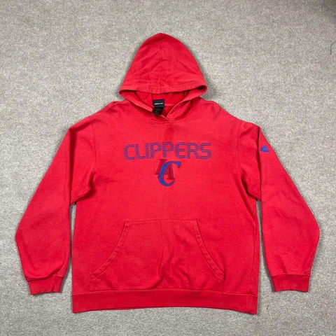 LA Clippers Hoodie Mens Large Red Pullover Long Sleeve NBA Basketball Adidas Cover