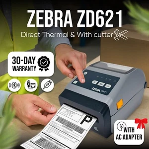Easy-to-Use π₯ Zebra ZD621 Direct Thermal Label Printer Cutter USB LAN Bluetooth - Picture 1 of 18