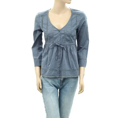 Blusa Top Algodón Odd Molly Anthropologie Buttondown Volantes Encaje S-1 NUEVA 256558 Foto 1 de 4