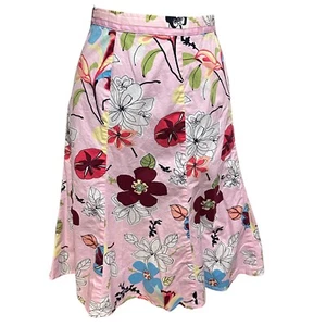 Requirements Midi Skirt Size 10 Boho Floral A-Line Spandex Cotton Zipper Waist - Picture 1 of 9