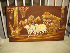 Vintage Tapestry Carriage Pulled Oxen Gerobag Sapi Chinese India Tapestry 