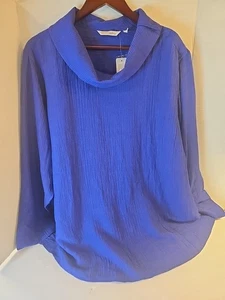 Womens 3XL Soft Surroundings Good Day Gauze Top NWT Blue - Picture 1 of 7