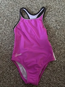 Speedo Girls One-Piece Swimsuit Sz 6X NWT Black, And Bright Pink Racer Back - Picture 1 of 4