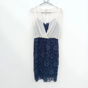 Gina Bacconi Dress UK 12 Blue & White 2 in One Sleeveless Lace NWT FLT-FPL - Picture 1 of 6