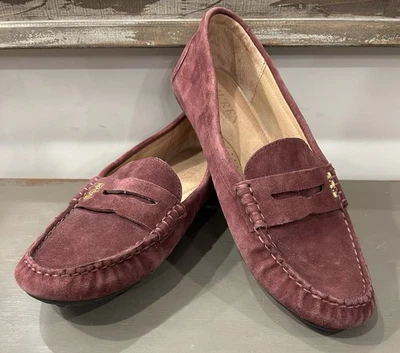 Mocassim de condução feminino Ralph Lauren Belen camurça borgonha/vinho tamanho 7,5B - Imagem 1 de 4