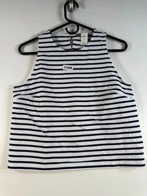 Nuevo con etiquetas Camiseta sin mangas Lilla P para mujer de medios mixtos a rayas blanca negra talla pequeña Foto 1 de 4