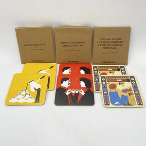 NESPRESSO Limited Edition Coaster In Sleeve 3 Assorted Designs LOT OF 6 - Picture 1 of 14