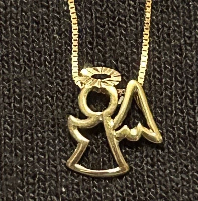 NEW 10K ITALY YELLOW GOLD CHAIN & 10K “TINY ANGEL” PENDANT - Image 1 of 4