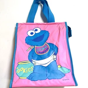 Vintage Sesame Street Baby Cookie Monster Diaper Bag Lunch Box Pink & Blue 1992 - Picture 1 of 11