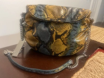 BOTKIER Nº13 Bandolera Cadena Plateada Bolso de Mano Piel de Serpiente Dorado Turquesa Cartera Foto 1 de 4