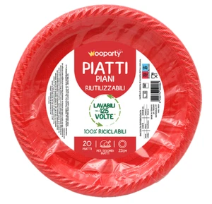 Piatti piani rosso 20pz 22cm - Foto 1 di 2