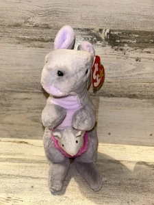 TY Beanie Baby - KAYLA el canguro (6 pulgadas) con bebé - Imagen 1 de 7