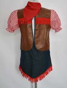 Childs Cow Girl Costume Wild West Rodeo Rancher Cowgirl Fancy Dress Age 5-6 7-8 - Picture 1 of 1