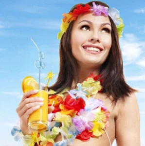 Cute Garland Necklace Summer Beach Dress 10pcs Colorful Flower Leis New - Picture 1 of 7